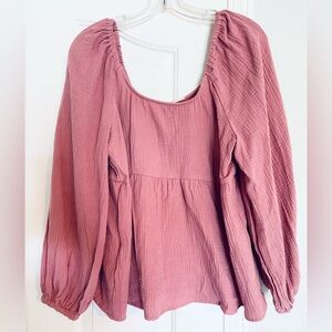 Universal Thread NWOT Women’s Gauze Peplum Top 3/4 Sleeves Pink Mauve Medium M